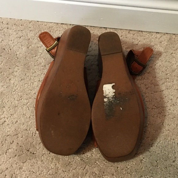 ALDO sling back peep toe brown wedge, size 7 - Picture 5 of 6